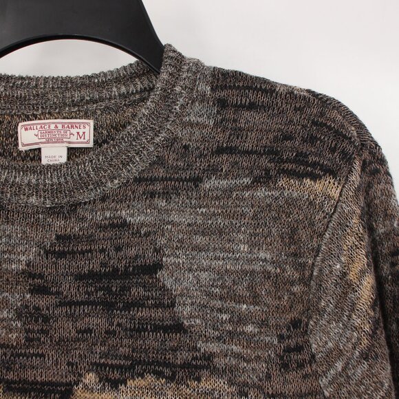 Wallace & Barnes sweater mens medium Camo Print Knit Linen Blend crew neck - Picture 2 of 9